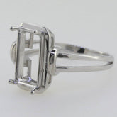 Vintage Style Sterling Silver Semi Mount Ring Setting Emerald OCT 12x8mm - Syzjewelry